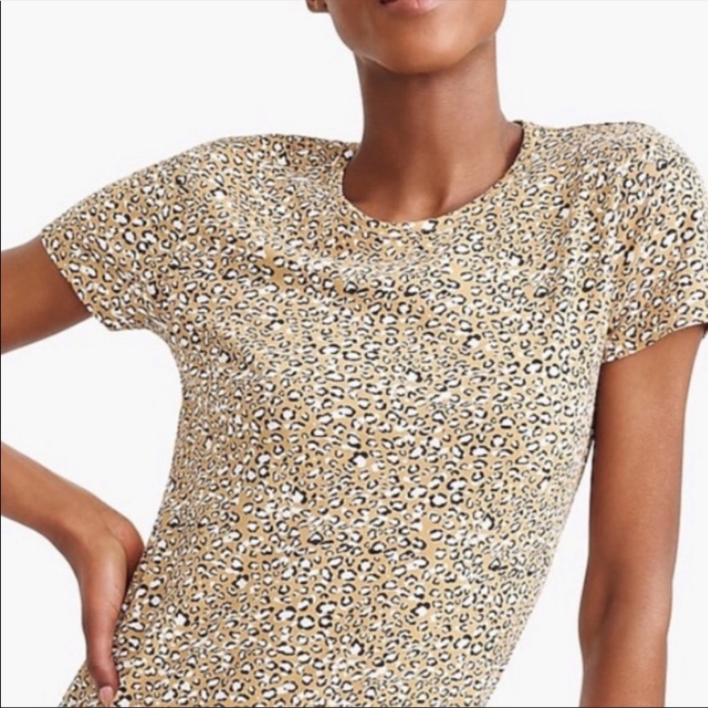 J. Crew Factory Cheetah Print Studio Short Sleeve Tee Size XXS